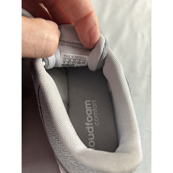 Adidas Cloudfoam Womens Size 6 Gray White Running Shoes Athletic Sneakers - Picture 7 of 9